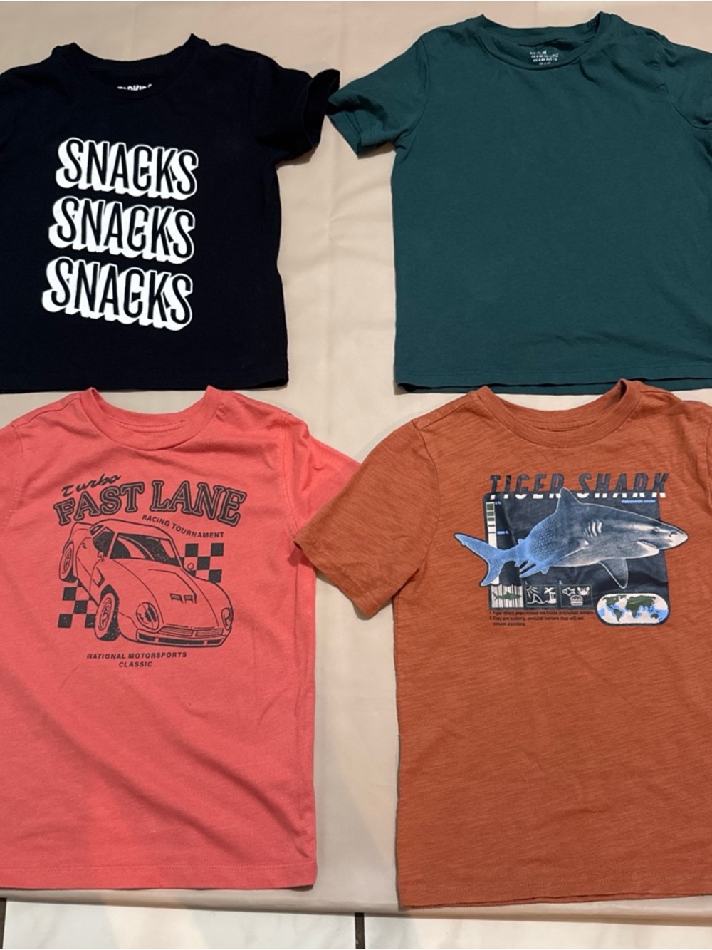 Short-Sleeve Tee Set in Navy, Teal, Coral, Rust